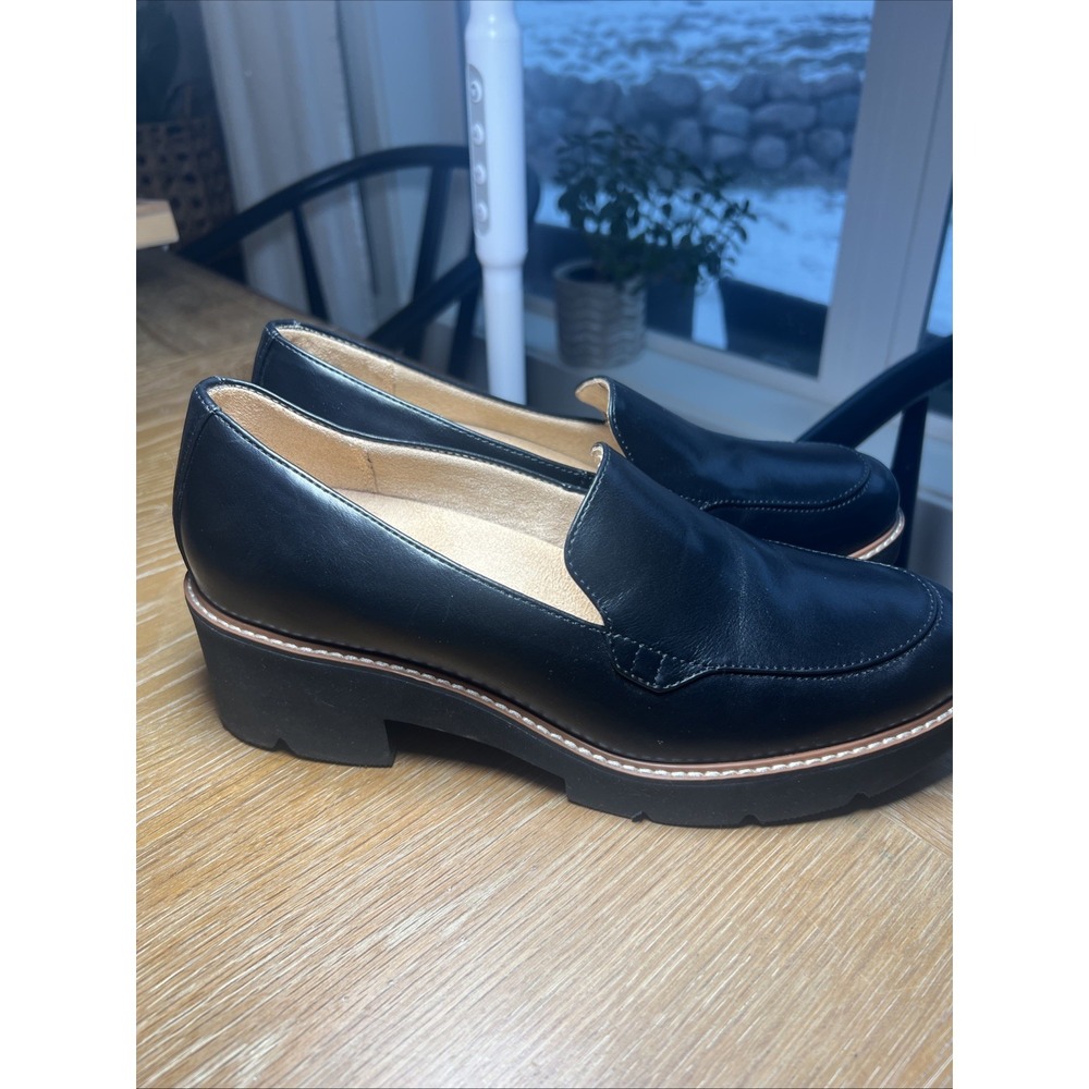 Naturalizer‎ Women's Darry Lug Sole Heeled Loafer Black Leather 10